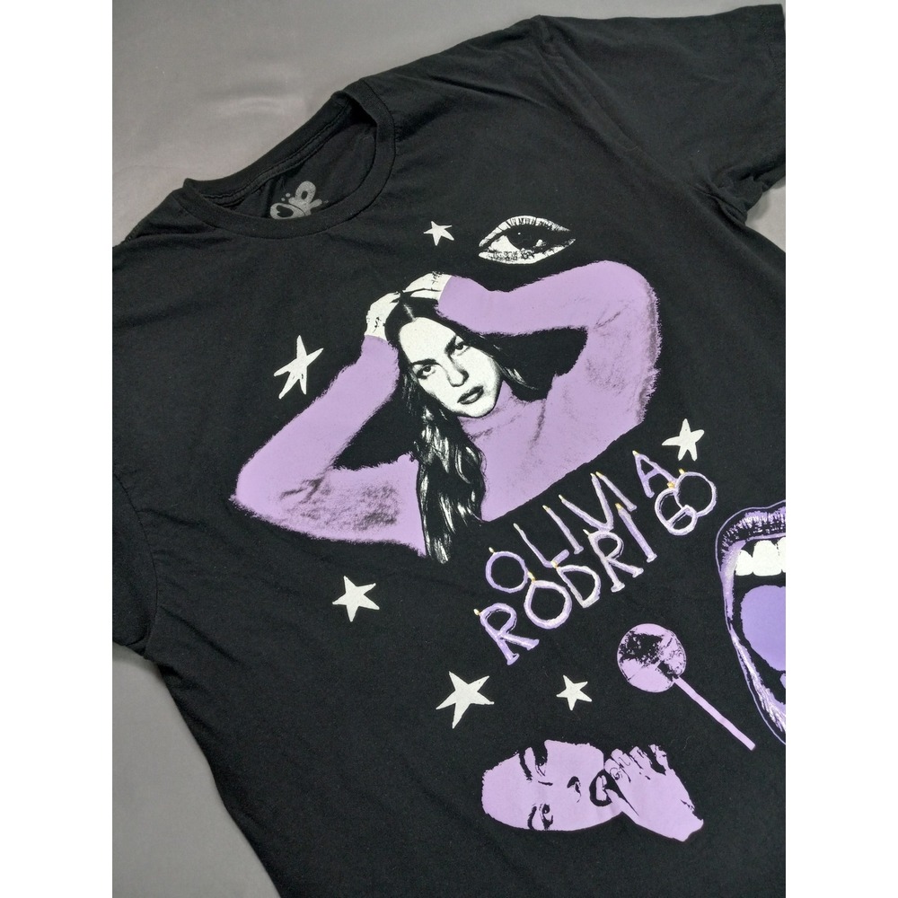 Olivia‎ Rodrigo Sour Tour Graphic T-Shirt Black Purple Mens XL Guts Merch Tee